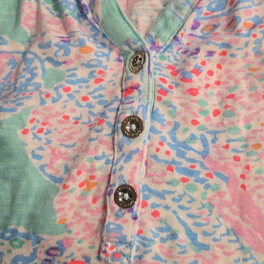 Lilly Pulitzer Essie Minty Fresh Fan Size S Sleeveless Shirt Top Sea Mint - Picture 3 of 4